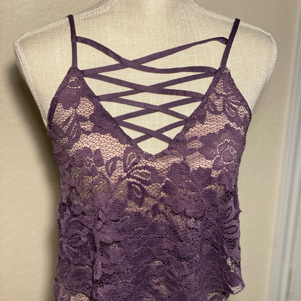 Purple lace crop top